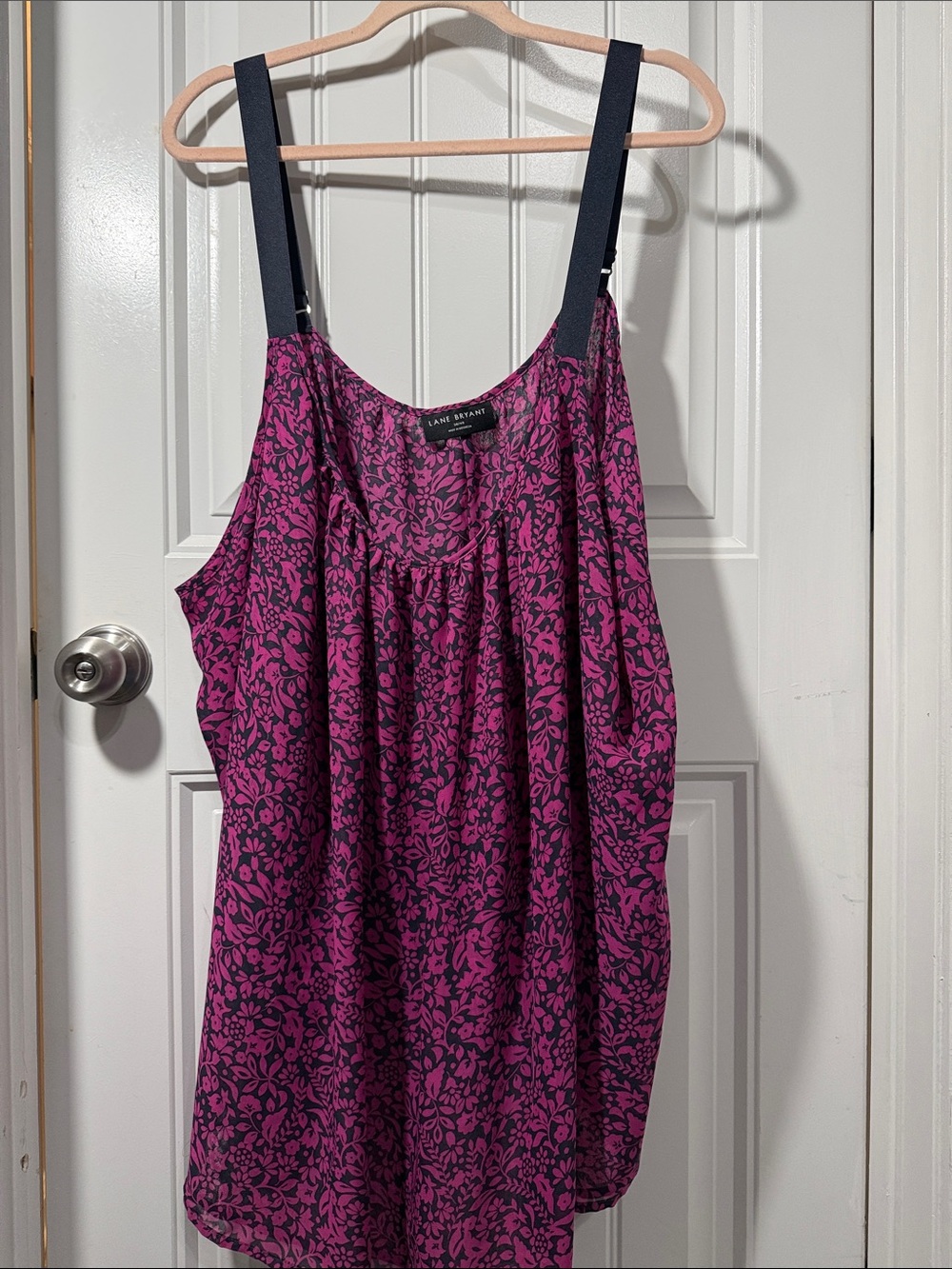 Lane Bryant Magenta Floral Camisole with Black Straps